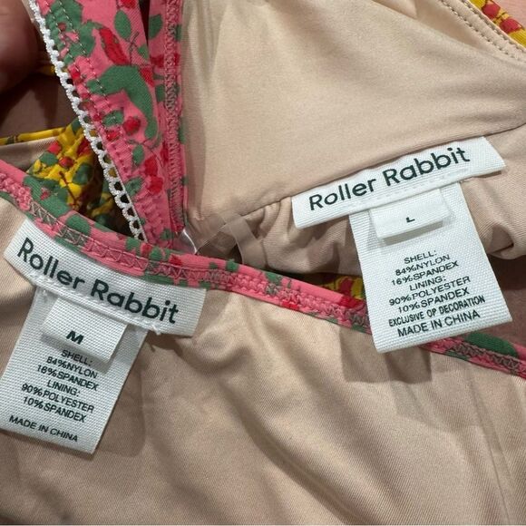 Roller Rabbit Rhody Floral Ruffle One Shoulder High Waisted Bikini Women’s M/L - Picture 2 of 2
